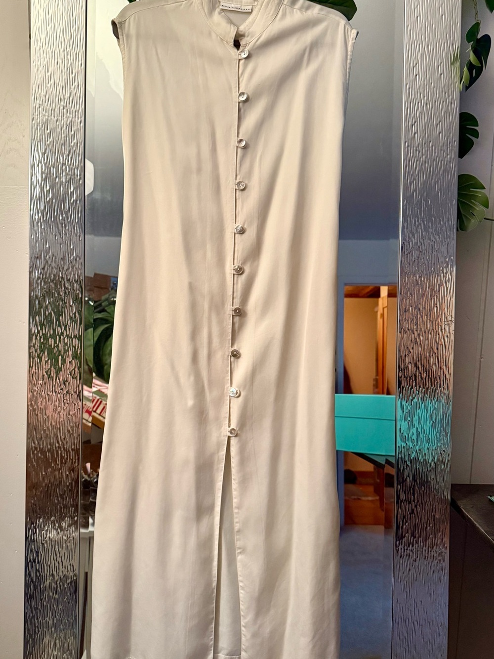 Bryn Walker Sleeveless Tunic with Tie-back Sash and Mandarin Collar *Large